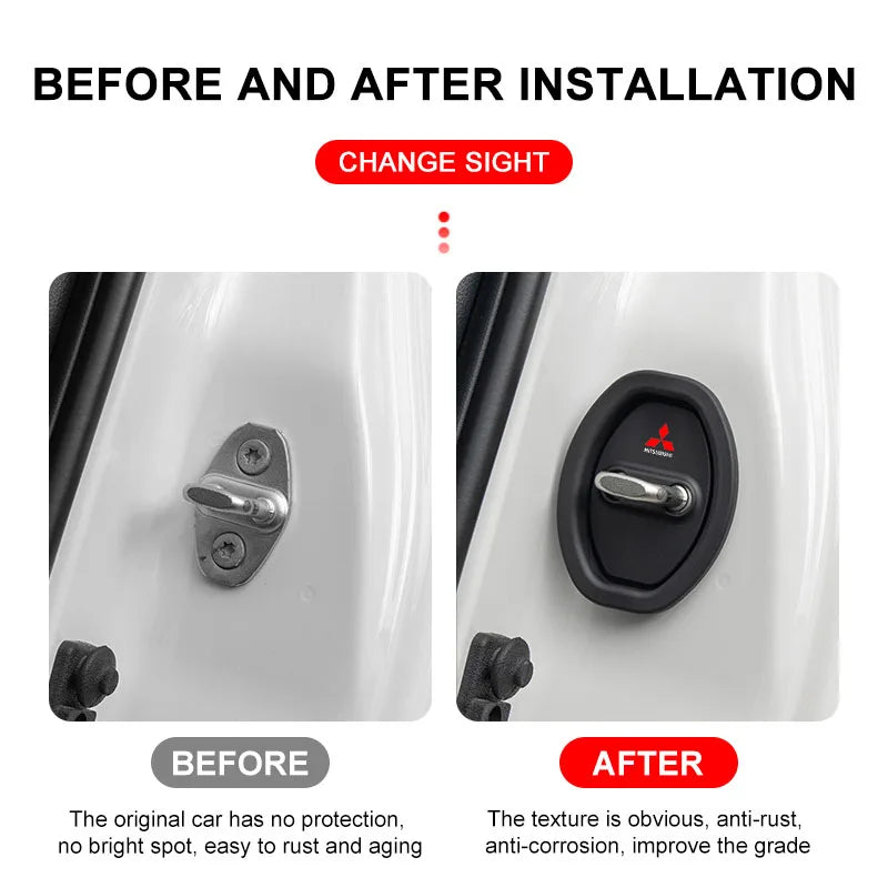 Capa protetora para trava de porta de carro, capa protetora para Mitsubishi Outlander Lancer 10 9 ASX RALLIART Eclipse L200 Pajero