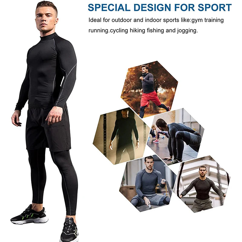 Camiseta esportiva masculina de secagem rápida, camiseta de musculação e corrida, camiseta de compressão de manga comprida, camiseta de ginástica masculina fitnesss Tight Rashgard