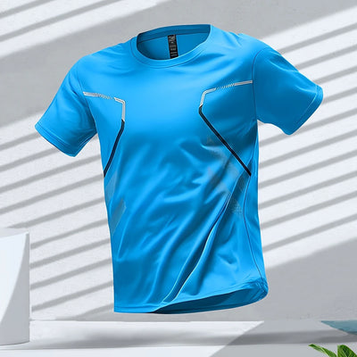 Camisetas masculinas esportivas para corrida, treino ao ar livre, secagem rápida, respirável, manga curta, casual, gola redonda, camisetas soltas de verão