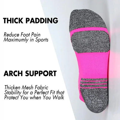 5 pares de meias de compressão atléticas de alto desempenho para homens e mulheres, suporte de tornozelo, cano baixo, aba macia, para corrida de maratona