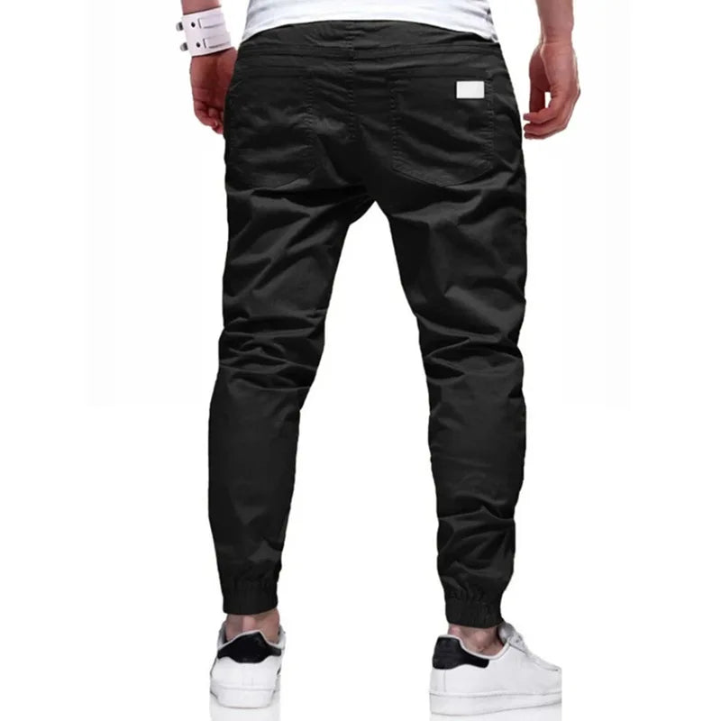 Calça cargo longa masculina de cor sólida, nova coleção outono 2019, calça de moletom masculina de alta qualidade, calça esportiva branca casual, roupas de grife