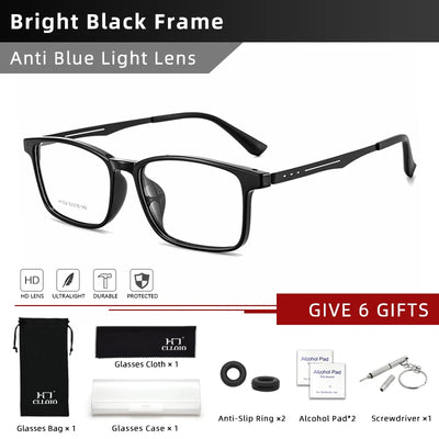 Óculos de leitura CLLOIO UltraLight de alta qualidade em titânio puro, anti-raios azuis, para miopia e hipermetropia, óculos de grau