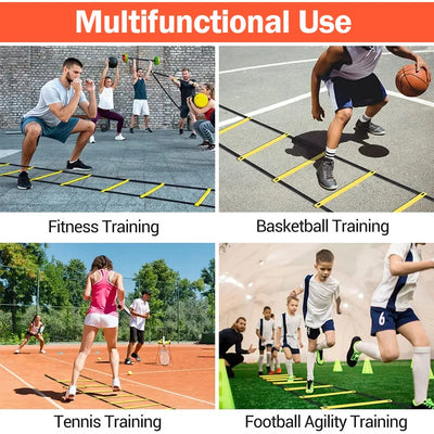 Escada de agilidade com tiras de nylon para futebol, futebol, equipamento de treinamento de velocidade, fitness esportivo, corrida, aquecimento, ferramenta de escada de treinamento