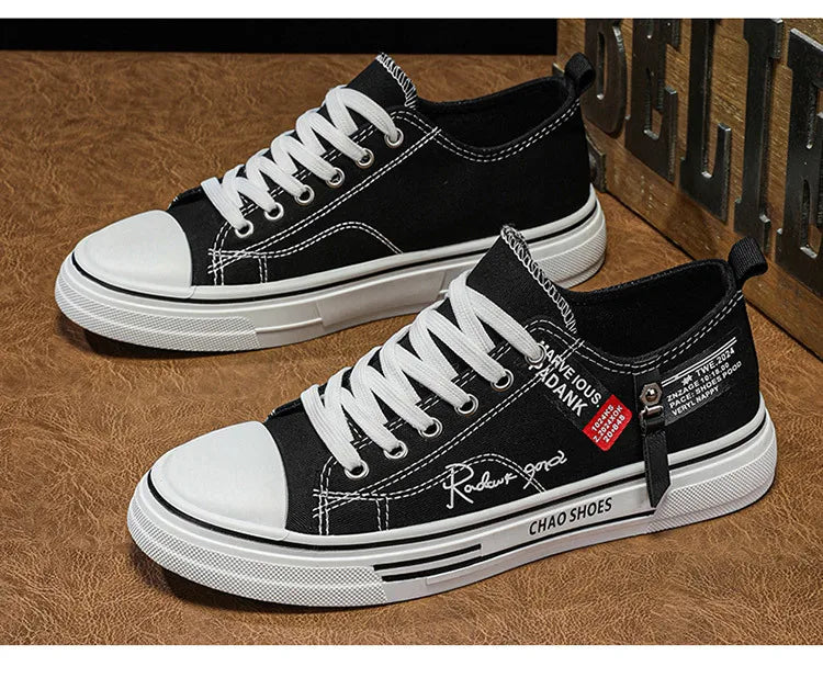 Sapatos casuais masculinos de lona, tênis masculinos respiráveis, calçados esportivos masculinos, sapato de tecido preto, tendência, letra, sapato masculino, tênis de cano baixo
