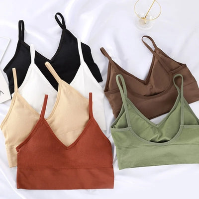 Kit 4 Conjunto de Sutiãs Sem Costura Feminino, Sutiã de Algodão Sexy e Bonito, Sutiã Acolchoado Respirável e Confortável