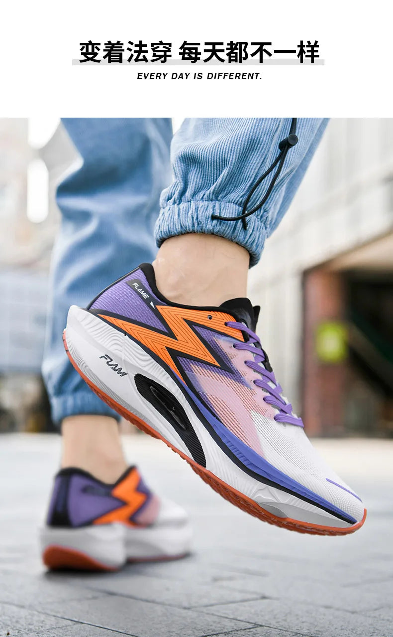 Tênis de corrida esportivos masculinos com almofada de ar de carbono para maratona, respirável, leve e feminino, tênis esportivos confortáveis e antiderrapantes