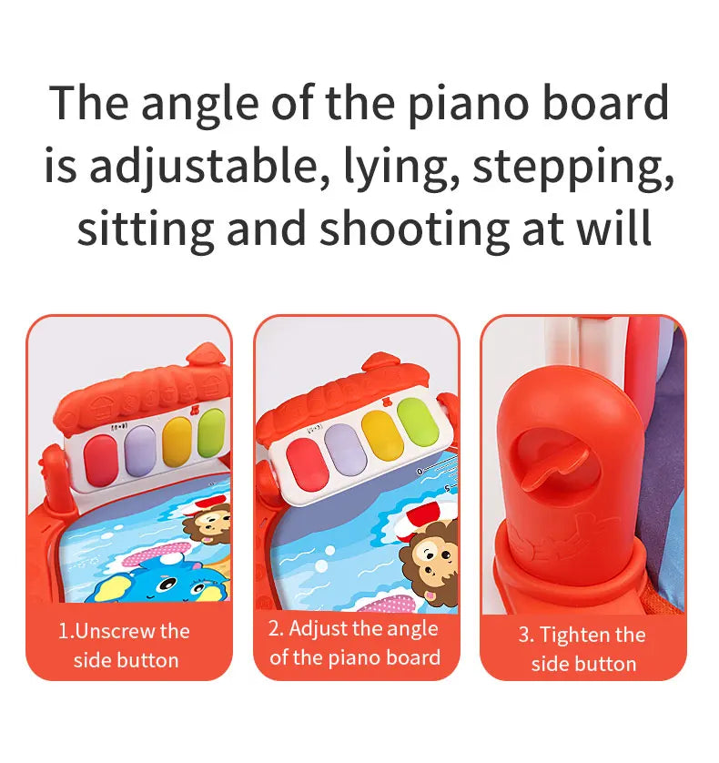 Tapete de atividades para bebês, brinquedo de ginástica com suporte musical, estrutura de fitness multifuncional para crianças, tapete educacional para engatinhar, presente para crianças