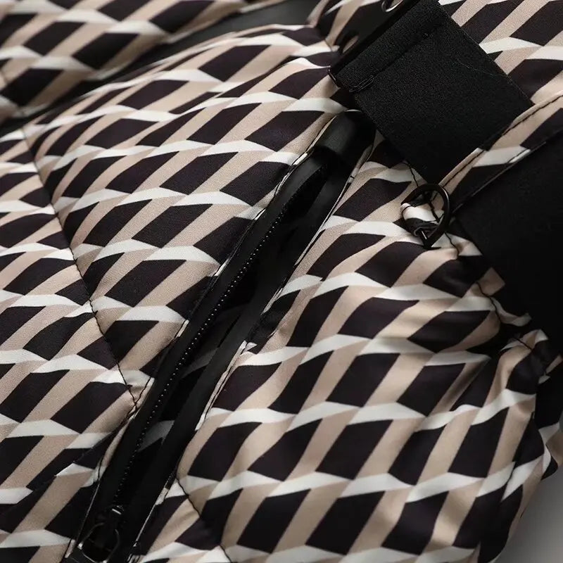 Casacos femininos de inverno com capuz, cintura alta, acolchoados, esportivos, parkas, com cinto, elegantes, grossos, quentes, à prova de vento, jaquetas de esqui