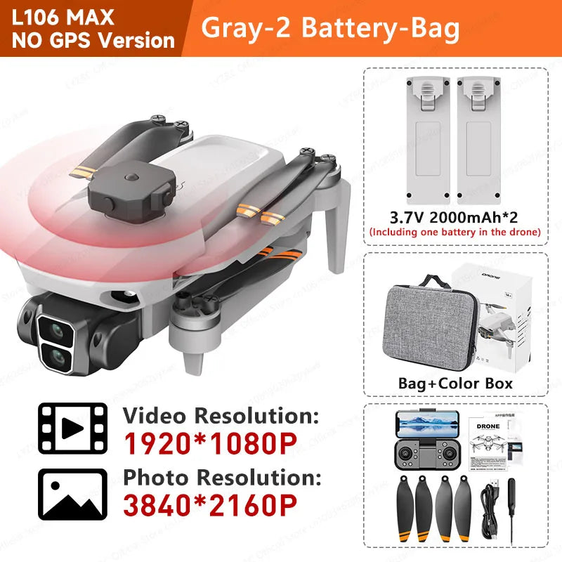 LYZRC L106 / L106MAX HD Câmera Dupla Comutação Motor Brushless RC Drone Dobrável Mini Wifi 2.4GHz 360° Helicóptero OAS Inteligente