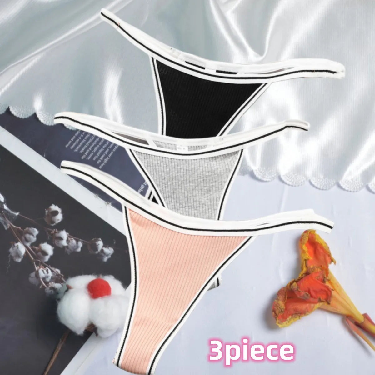 Calcinha feminina de algodão, fio dental sexy, sem costura, invisível, cintura baixa, confortável, cor sólida, fio dental