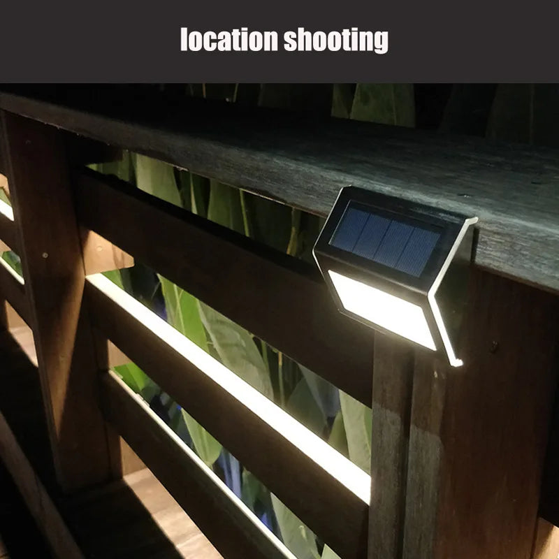 Luz de degrau 3LED de aço inoxidável, luzes solares para cerca, à prova d'água, lâmpadas de parede LED para áreas externas, luzes de deck para escada, jardim, cerca, pátio