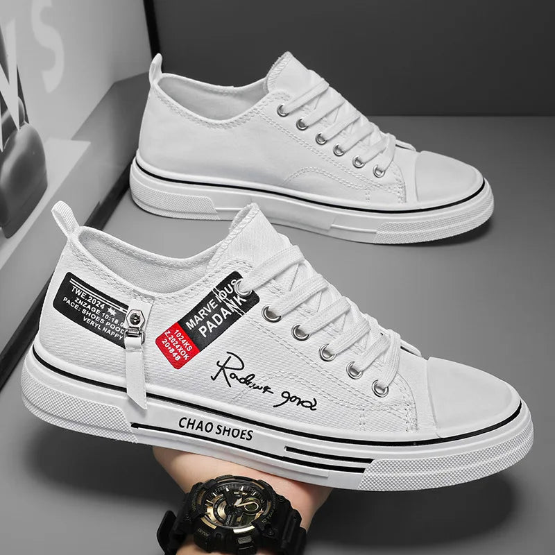 Sapatos casuais masculinos de lona, tênis masculinos respiráveis, calçados esportivos masculinos, sapato de tecido preto, tendência, letra, sapato masculino, tênis de cano baixo