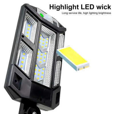 Luzes LED solares 9900LM para áreas externas, lâmpada solar com sensor de movimento, 3 modos, à prova d'água, IP65, luz solar para jardim, quintal, lanterna