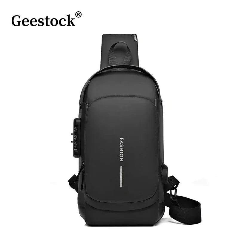 Geestock Bolsa transversal antifurto para mulheres e homens, multifuncional, com carregamento USB, bolsa de ombro, mensageiro, bolsa de viagem tipo tiracolo