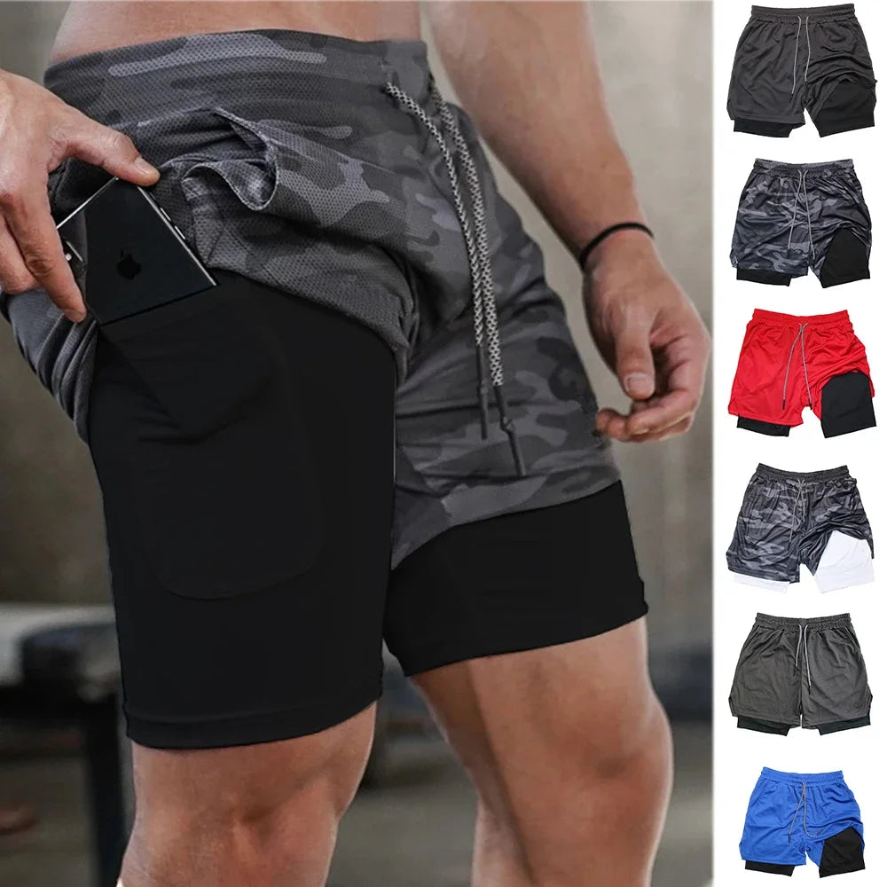 Shorts masculinos com vários bolsos, shorts fitness casuais para praia, esportivos, forrados, skinny, estilo cotidiano, malha camuflada, shorts para corrida