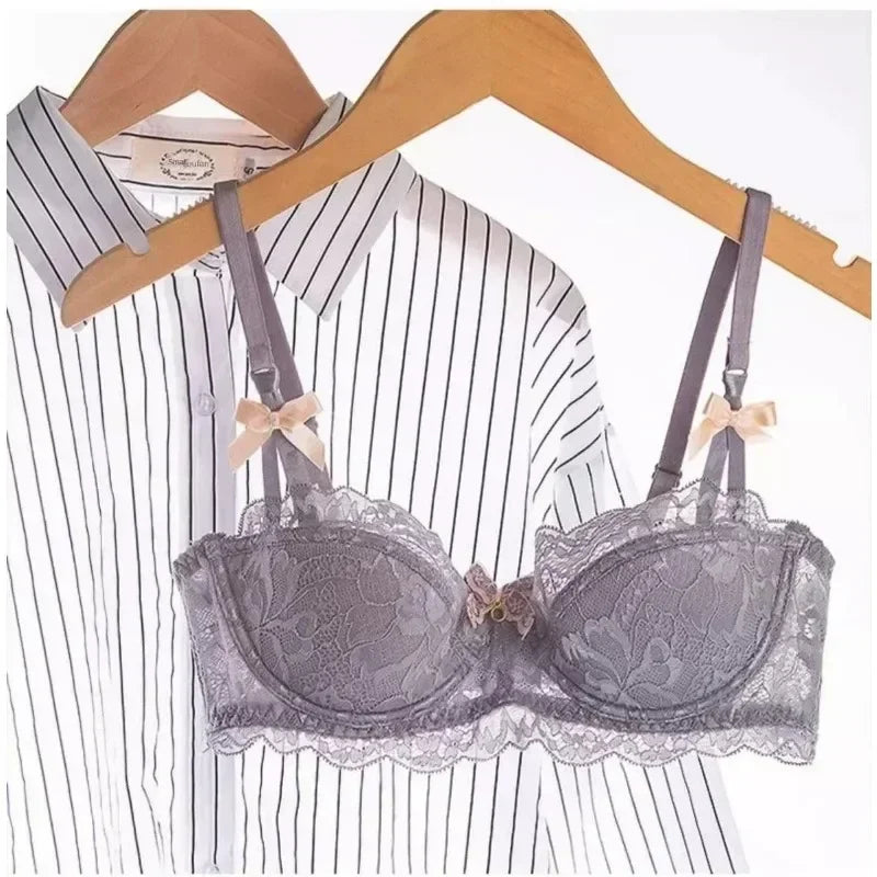 MOYISU Sutiã de renda romântica francesa confortável, respirável, sexy e fino, coleção Pure Desire Girls, roupa íntima super bonita