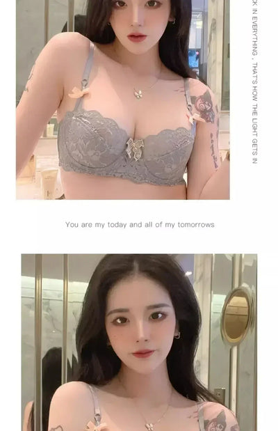 MOYISU Sutiã de renda romântica francesa confortável, respirável, sexy e fino, coleção Pure Desire Girls, roupa íntima super bonita