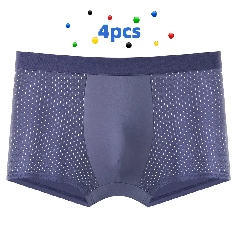 4 peças Banboo Fibra Cueca Masculina Boxer Masculino Calcinha Sólida Shorts Cuecas Masculinas Respirável Íntimo Boxers Masculinos 4 peças