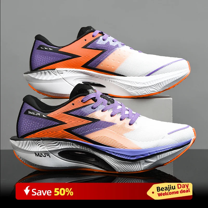 Tênis de corrida esportivos masculinos com almofada de ar de carbono para maratona, respirável, leve e feminino, tênis esportivos confortáveis e antiderrapantes