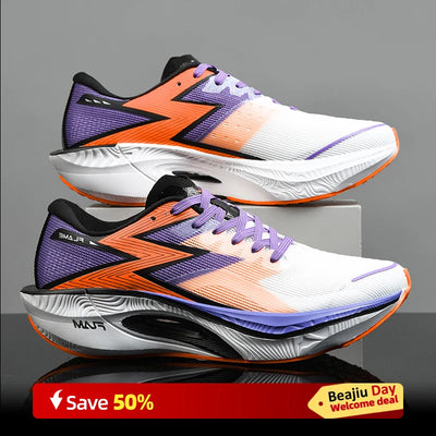 Tênis de corrida esportivos masculinos com almofada de ar de carbono para maratona, respirável, leve e feminino, tênis esportivos confortáveis e antiderrapantes