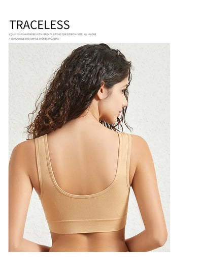 1 peça sutiã esportivo feminino tamanho grande sem argola de aço roupa íntima sem costura bojo removível corrida esporte ioga colete sutiãs