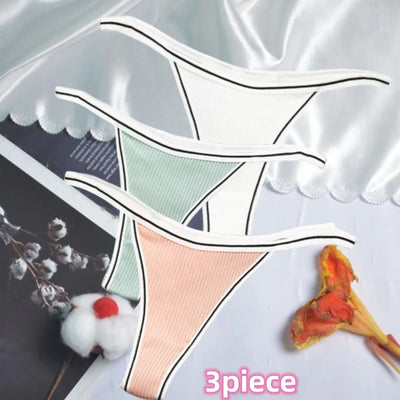 Calcinha feminina de algodão, fio dental sexy, sem costura, invisível, cintura baixa, confortável, cor sólida, fio dental