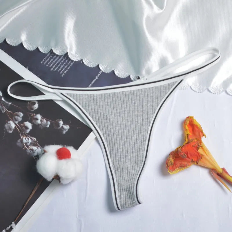 Calcinha feminina de algodão, fio dental sexy, sem costura, invisível, cintura baixa, confortável, cor sólida, fio dental