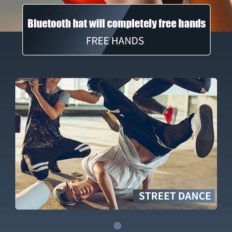 Boné de beisebol ajustável com microfone, fone de ouvido esportivo Bluetooth com dois alto-falantes, música e corrida sem fio