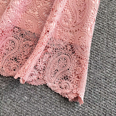 Elegante vestido longo de pérolas, conjunto feminino de 2 peças, manga curta, flor, bordado, camisa de renda, saia midi evasê