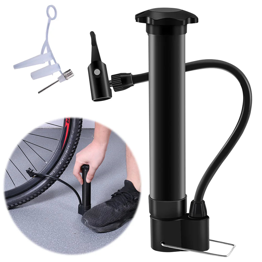 Bomba de bicicleta portátil com válvula Schrader, 80 PSI, balão leve, bomba de ar manual, inflador de pneus de bicicleta de estrada MTB, acessórios de ciclismo