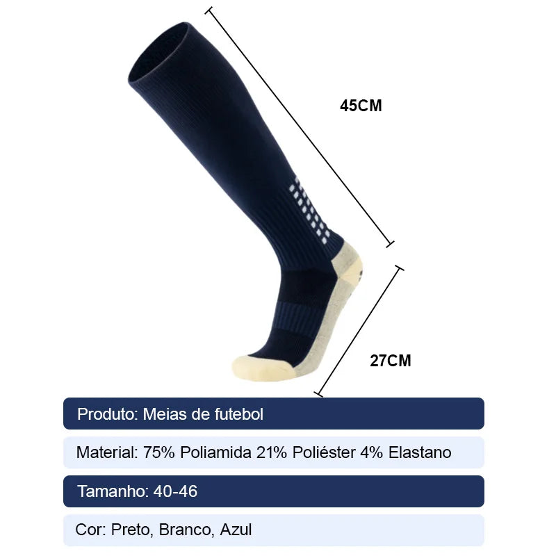 Meias de futebol antiderrapantes, meias profissionais de cano alto para ciclismo, respiráveis para ciclismo e corrida