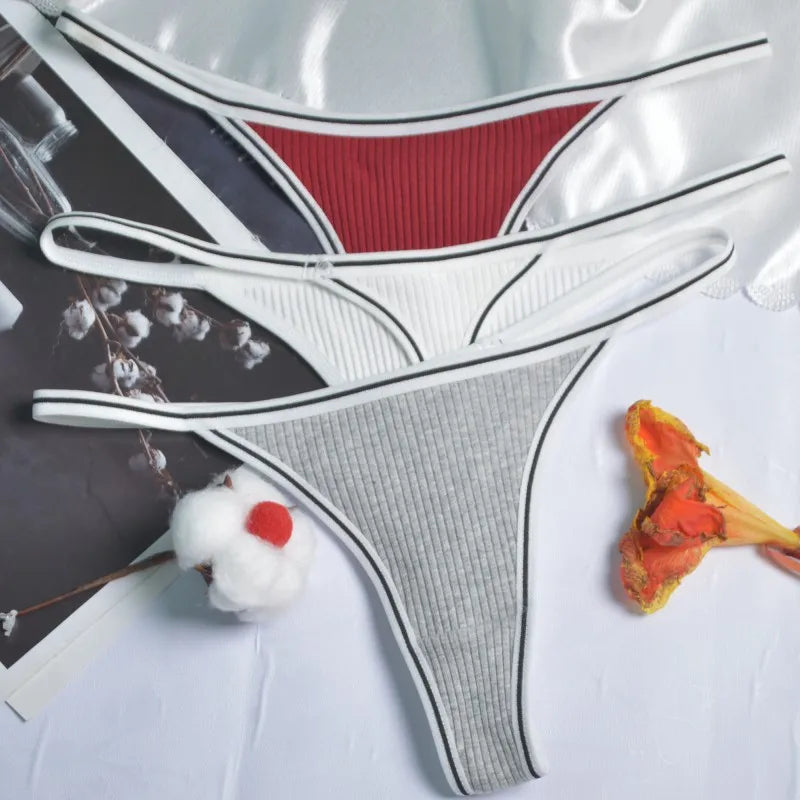 Calcinha feminina de algodão, fio dental sexy, sem costura, invisível, cintura baixa, confortável, cor sólida, fio dental