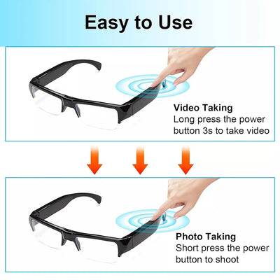 Óculos de câmera HD 1080P Mini Óculos DVR Óculos de câmera Óculos de vídeo esportivos Óculos para atividades ao ar livre Óculos de câmera para conferências, direção, etc.