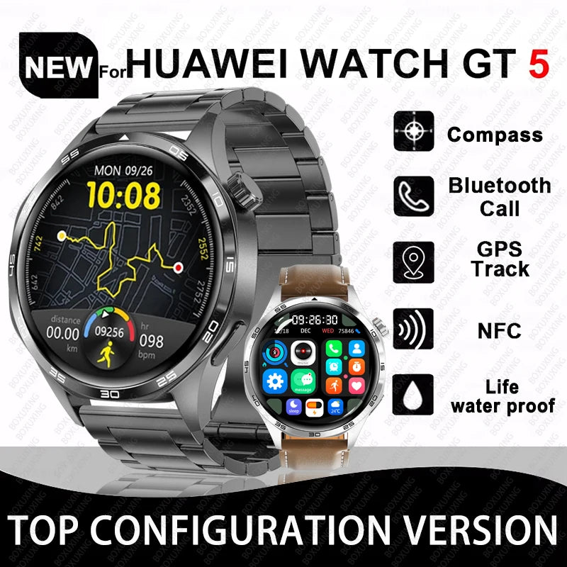 Para Huawei GT5 PRO Smart Watch Men Watch 4 Pro versão atualizada Tela AMOLED HD Bluetooth Chamada GPS NFC Frequência cardíaca SmartWatches
