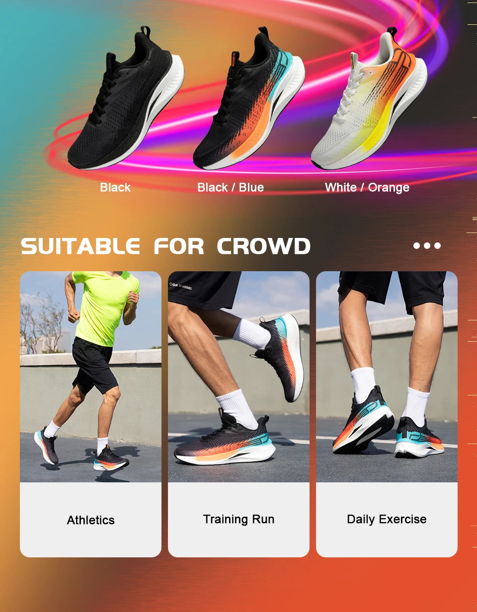 Tênis esportivos masculinos Baasploa para corrida, com placa de carbono, com amortecimento profissional, respirável e antiderrapante para corrida ao ar livre