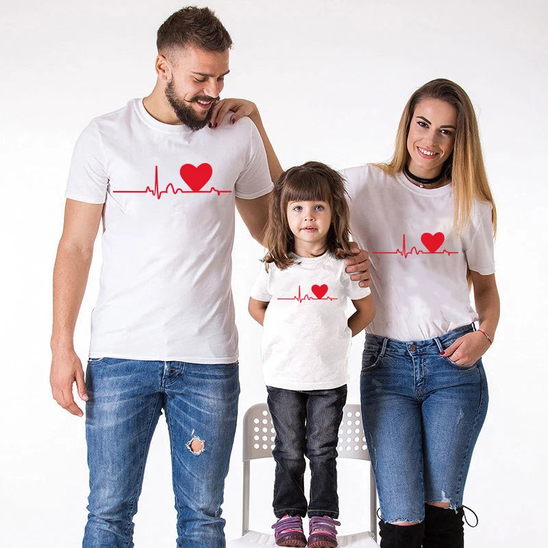 Conjuntos de roupas Love My Family, verão, mãe e filha, manga curta, roupas de família combinando, roupas de bebê, mãe, crianças, camiseta