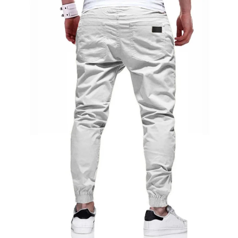 Calça cargo longa masculina de cor sólida, nova coleção outono 2019, calça de moletom masculina de alta qualidade, calça esportiva branca casual, roupas de grife