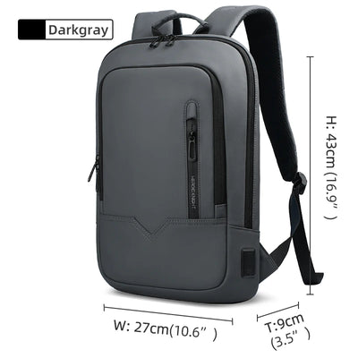 Mochila Heroic Knight para laptop de 14" Mochila fina masculina multifuncional para negócios, à prova d'água, com carregamento USB, mochila de viagem para trabalho