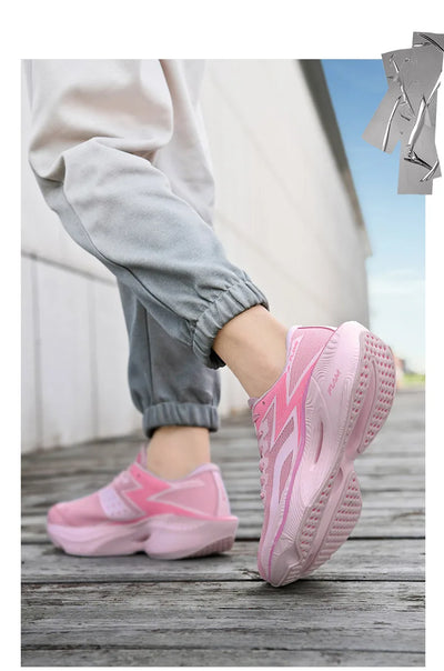 Tênis de corrida esportivos masculinos com almofada de ar de carbono para maratona, respirável, leve e feminino, tênis esportivos confortáveis e antiderrapantes