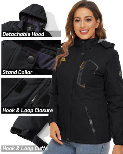 Jaqueta feminina de inverno pesada para snowboard e esqui KEFITEVD, térmica, quente, para caminhadas, corta-vento, casual