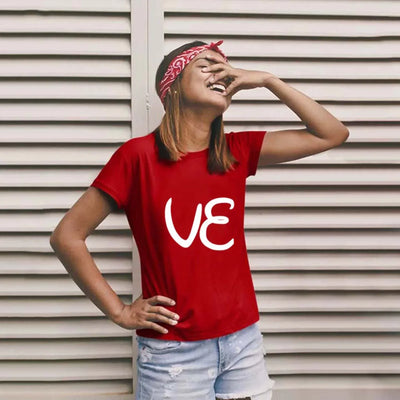 Camiseta Love Letter Combine, camiseta para casal, patchwork de coração, gola redonda, manga curta, Valentine's Day Gift For Partner