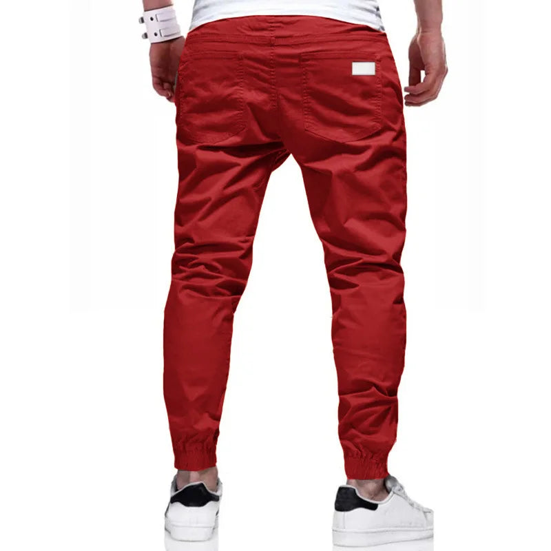 Calça cargo longa masculina de cor sólida, nova coleção outono 2019, calça de moletom masculina de alta qualidade, calça esportiva branca casual, roupas de grife
