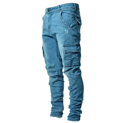 Novas calças jeans masculinas elásticas, novas, em promoção, da moda, casuais, na altura dos joelhos, resistentes ao desgaste, confortáveis, com zíper, para skate