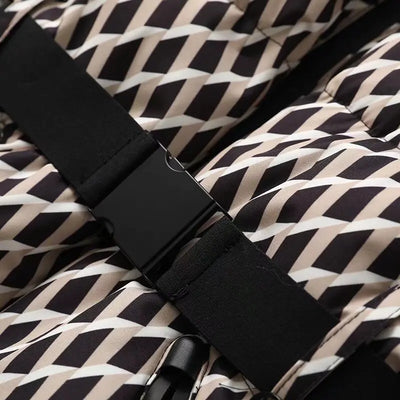 Casacos femininos de inverno com capuz, cintura alta, acolchoados, esportivos, parkas, com cinto, elegantes, grossos, quentes, à prova de vento, jaquetas de esqui