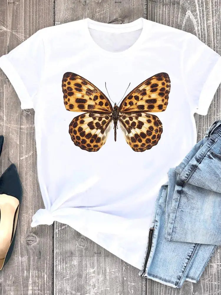 Roupas de verão leopardo amor coração doce moda feminina camisetas casuais manga curta regular camiseta feminina gráfica roupas