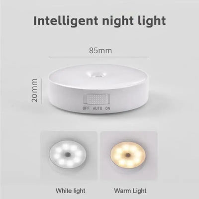 Lâmpada noturna LED inteligente com sensor de corpo humano, iluminação de emergência automática, carregamento USB, sem fio, sucção magnética, luz noturna