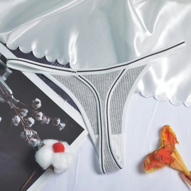 Calcinha feminina de algodão, fio dental sexy, sem costura, invisível, cintura baixa, confortável, cor sólida, fio dental