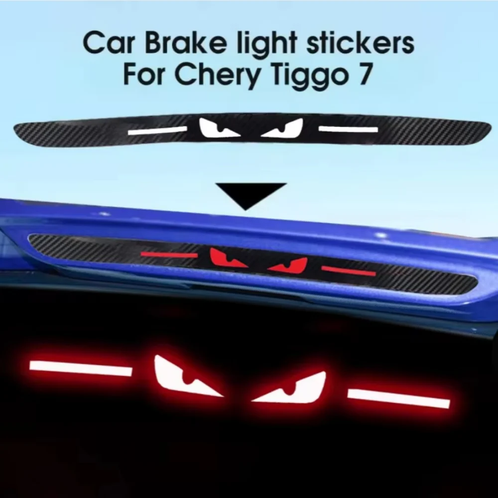 Adesivos para carro, acessórios, lanternas traseiras, luzes de freio, protetor de lâmpada, capas de fibra de carbono, estilo com logotipo original da Chery Tiggo 7