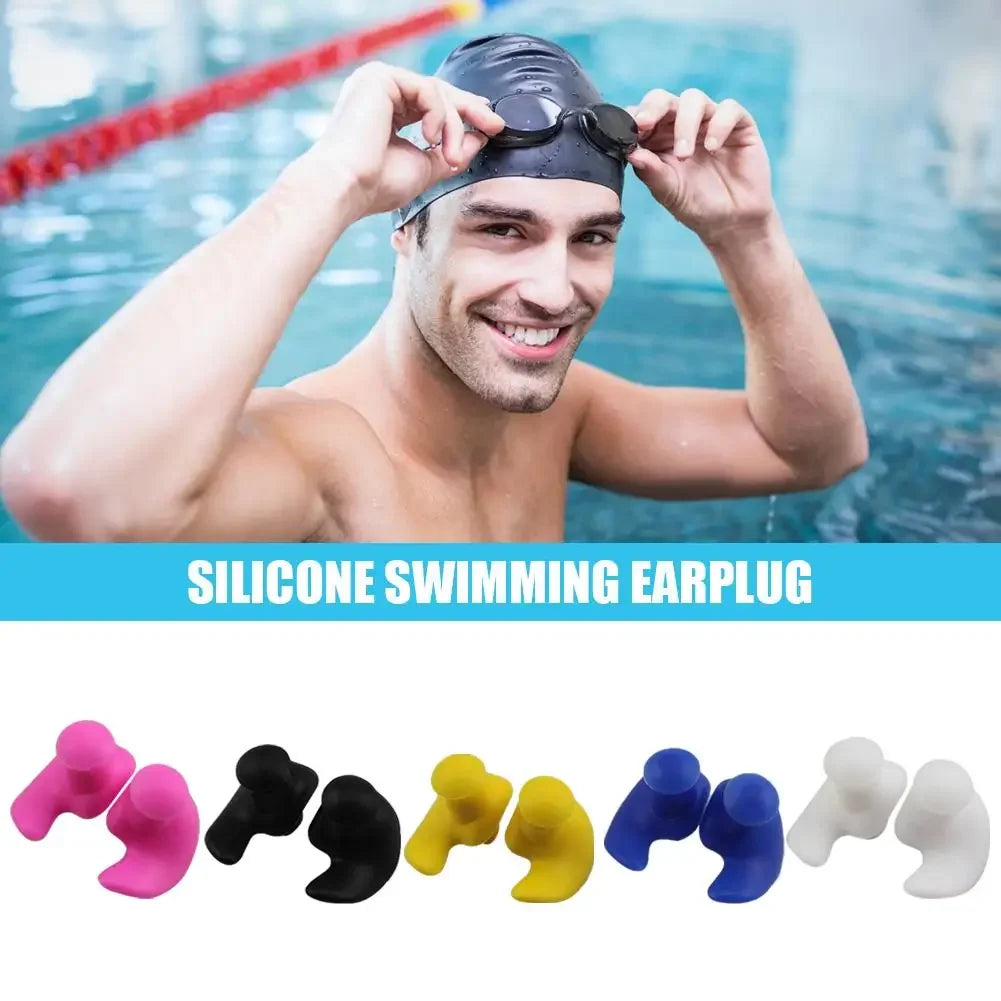 1 par de protetores auriculares macios à prova d'água, de silicone, portáteis, acessórios para natação, protetores auriculares duráveis, textura delicada clássica