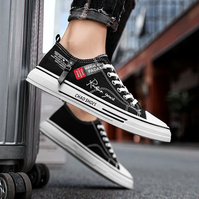 Sapatos casuais masculinos de lona, tênis masculinos respiráveis, calçados esportivos masculinos, sapato de tecido preto, tendência, letra, sapato masculino, tênis de cano baixo